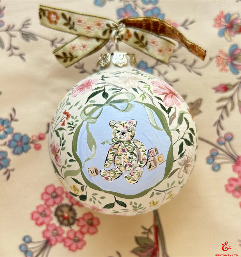 Hand-painted flower bear ornaments